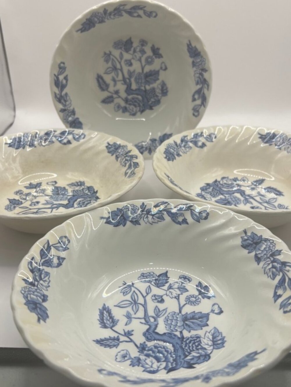 4-INDIAN TREE BLUE IRONSTONE SWINNERTONS ROYAL WESSEX ENGLAND 6.5” BOWLS